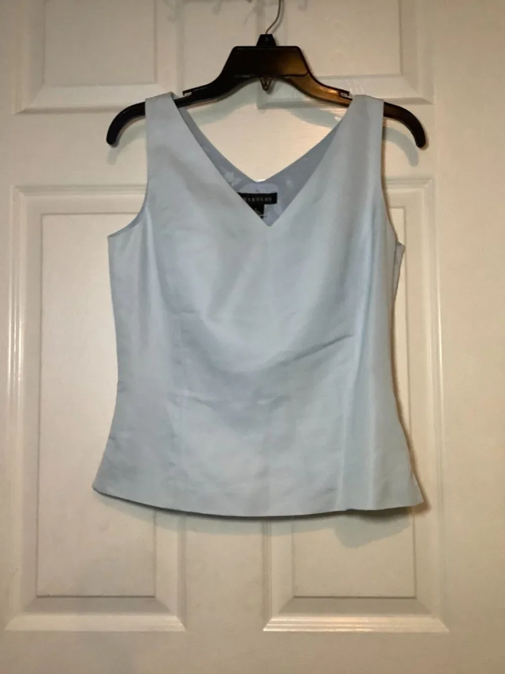 Harold's light blue two-piece skirt set